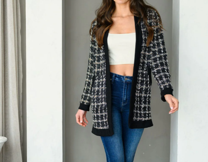 Long Sleeve Black n White Cardigan